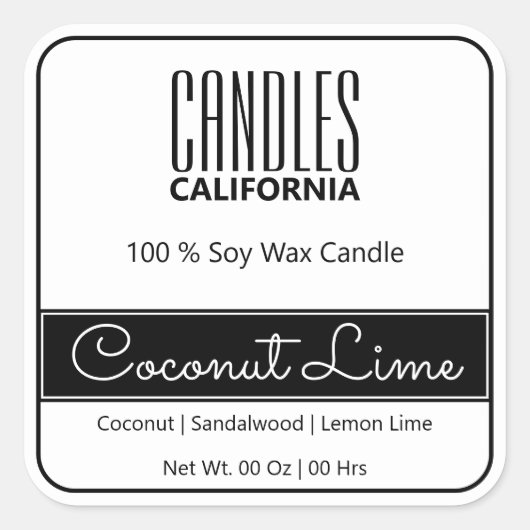 Moderne vierkante rand Eenvoudige zwarte kaarsen Vierkante Sticker (Voorkant)