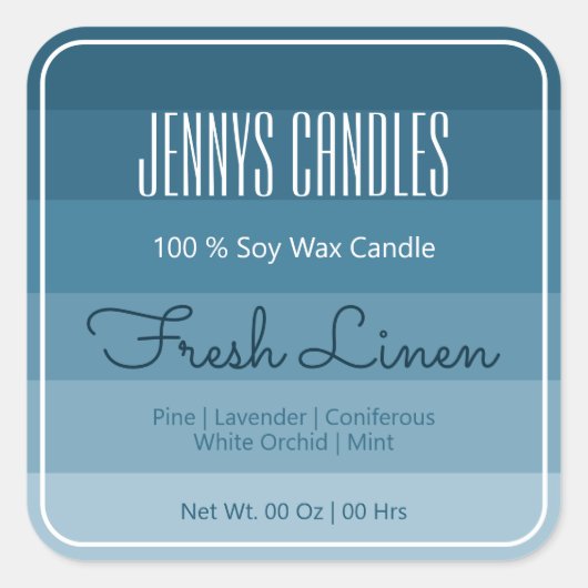 Moderne vierkante rand pastel regenboog ombre blau sticker (Voorkant)