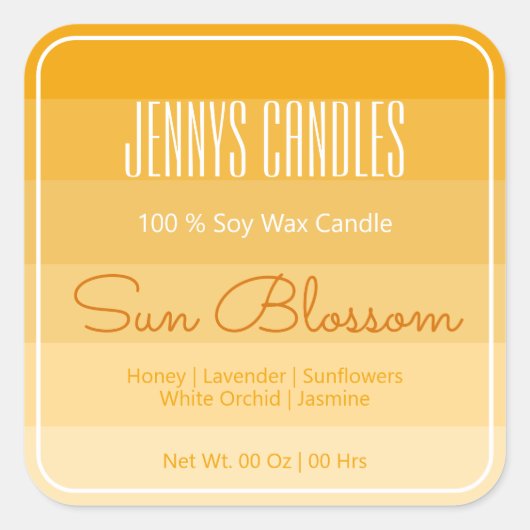 Moderne vierkante rand pastel regenboog ombre geel sticker (Voorkant)