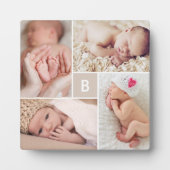 Moderne vierkante raster monogram eenvoudige 4 fot fotoplaat (Voorkant)