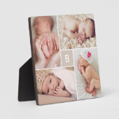 Moderne vierkante raster monogram eenvoudige 4 fot fotoplaat (Voorkant)