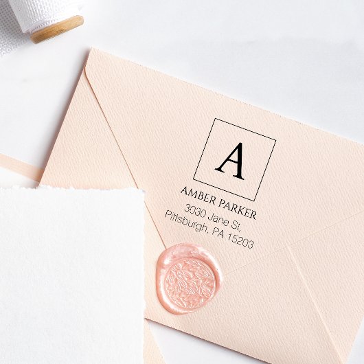 Moderne vierkante retour adres stempel