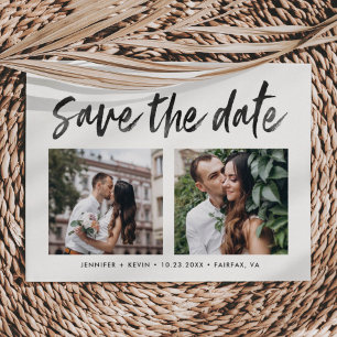 Moderne Vierkante Trouwfoto's Save the Date Aankondigingskaart