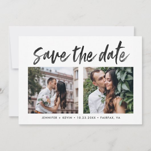 Moderne Vierkante Trouwfoto's Save the Date Kaarte Aankondiging (Voorkant)
