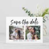 Moderne Vierkante Trouwfoto's Save the Date Kaarte Aankondiging (Staand voorkant)