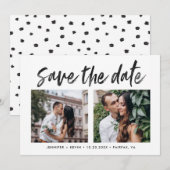 Moderne Vierkante Trouwfoto's Save the Date Kaarte Aankondiging (Voorkant / Achterkant)