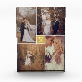 Moderne Vierkante Trouwmonogram Collage Photo Bloc Fotoblokken (Voorkant)