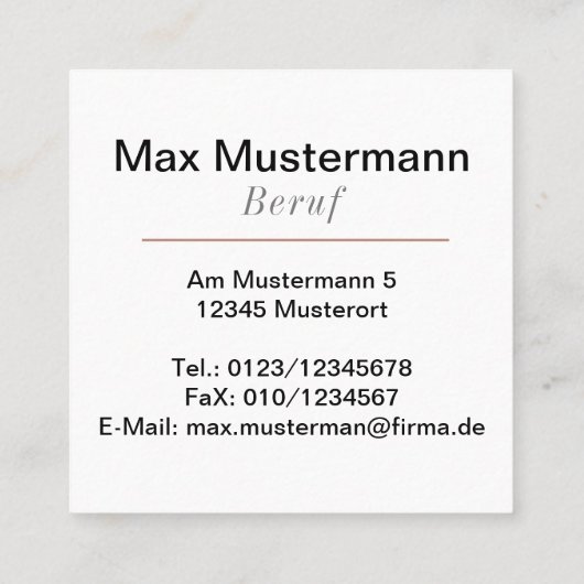 Moderne Vierkante Visitekaartje (Achterkant)