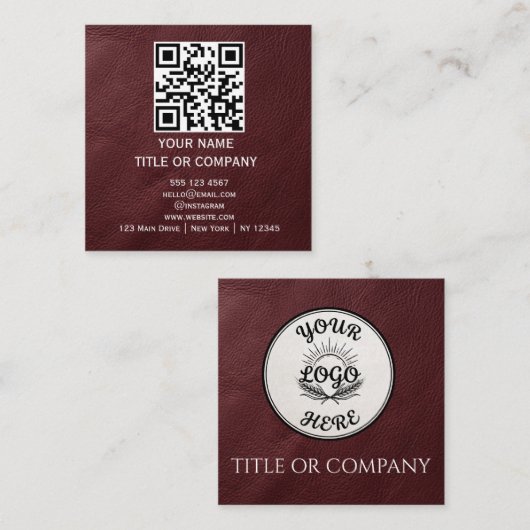 moderne vierkante visitekaartjes, QR-code Visitekaartje (Voorkant / Achterkant)