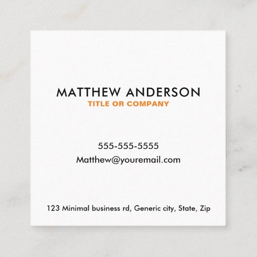 Moderne, vierkante visitekaartjes - zwart-wit (Achterkant)