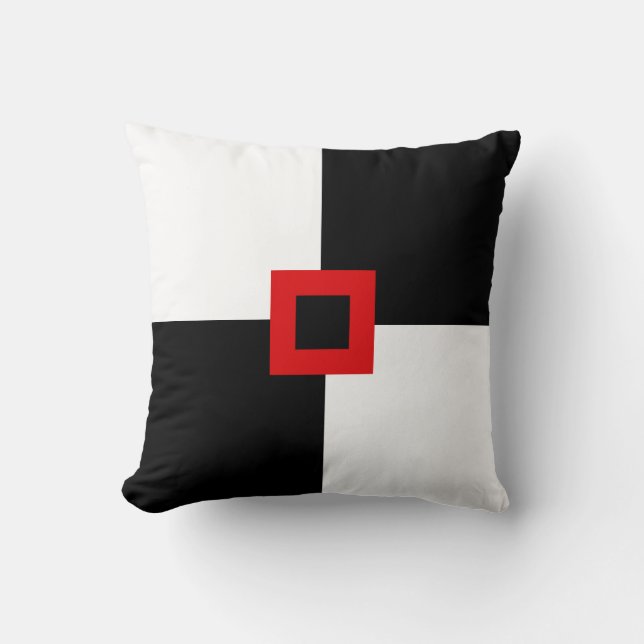 Moderne vierkanten in zwart en wit kussen (Voorkant)