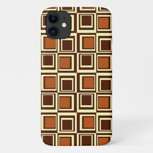 Moderne vierkanten, karamel en chocoladebruin Case-Mate iPhone case (Achterkant)