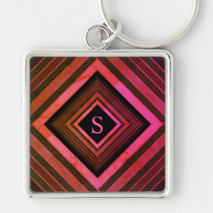 Moderne Vierkanten Landelijke Roze Geometrische Mo Sleutelhanger