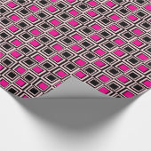 Moderne vierkanten, lichtroze, warm roze en zwart cadeaupapier (Hoek)