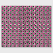 Moderne vierkanten, lichtroze, warm roze en zwart cadeaupapier (Vlak)