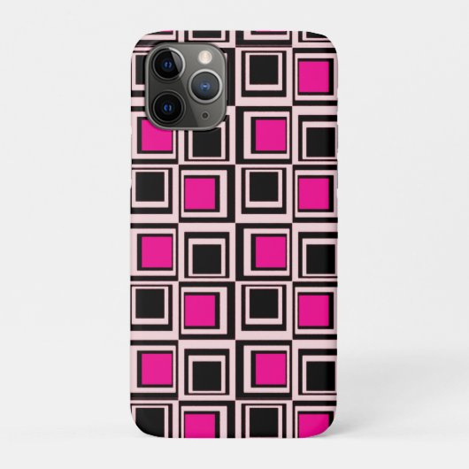 Moderne vierkanten, lichtroze, warm roze en zwart Case-Mate iPhone case (Achterkant)