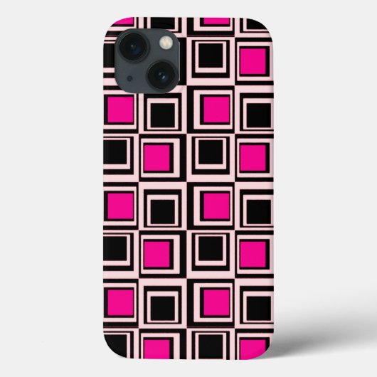 Moderne vierkanten, lichtroze, warm roze en zwart Case-Mate iPhone case (Achterkant)
