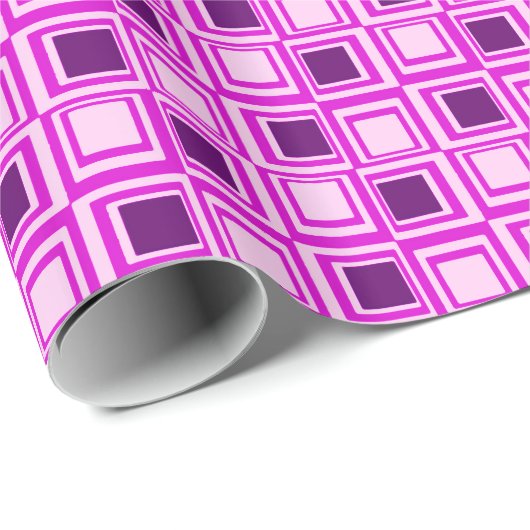 Moderne vierkanten, roze, orchidee en paars cadeaupapier (Rol Hoek)