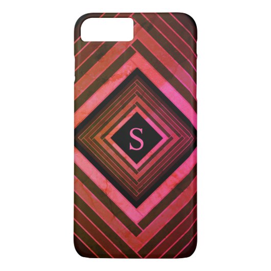 Moderne vierkanten rustieke roze geometrische mono Case-Mate iPhone case (Achterkant)