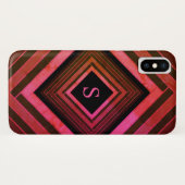 Moderne vierkanten rustieke roze geometrische mono Case-Mate iPhone case (Achterkant (horizontaal))