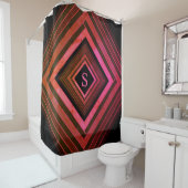 Moderne vierkanten rustieke roze geometrische mono douchegordijn (In situ)