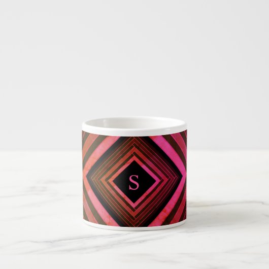 Moderne vierkanten rustieke roze geometrische mono espresso kop (Voorkant)