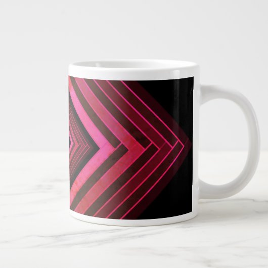 Moderne vierkanten rustieke roze geometrische mono grote koffiekop (Rechts)