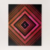 Moderne vierkanten rustieke roze geometrische mono legpuzzel (Verticaal)