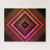 Moderne vierkanten rustieke roze geometrische mono legpuzzel (Horizontaal)