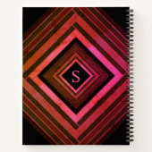 Moderne vierkanten rustieke roze geometrische mono notitieboek (Achterkant)