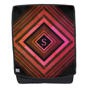 Moderne vierkanten rustieke roze geometrische mono rugtassen