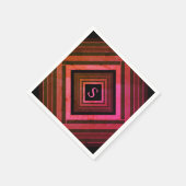 Moderne vierkanten rustieke roze geometrische mono servetten (Hoek)