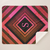 Moderne vierkanten rustieke roze geometrische mono sherpa deken (Voorkant (horizontaal))