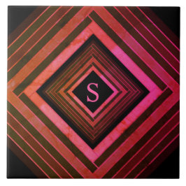 Moderne vierkanten rustieke roze geometrische mono tegeltje