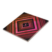 Moderne vierkanten rustieke roze geometrische mono tegeltje (Zijkant)