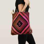 Moderne vierkanten rustieke roze geometrische mono tote bag (Dichtbij)