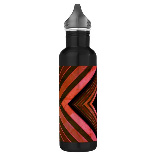 Moderne vierkanten rustieke roze geometrische mono waterfles (Links)