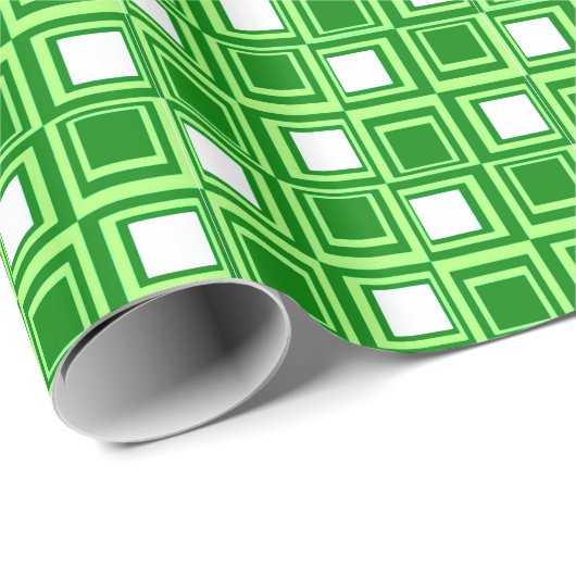 Moderne vierkantjes, smaragd en kalkgroen cadeaupapier (Rol Hoek)
