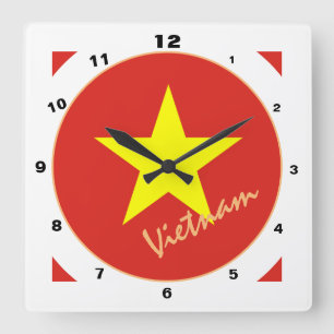 Moderne Vietnamese vlag, Vietnam thuis / design Vierkante Klok