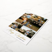 Moderne vijf foto Merry Christmas Minimal Folie Feestdagenkaart (Gedraaid)