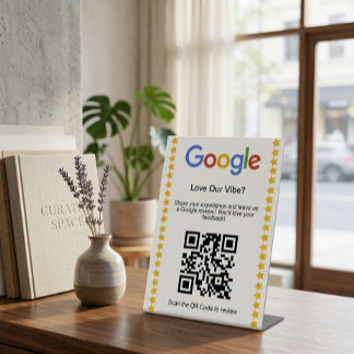 Moderne Vijf Sterren Google Review QR Code Rating Reclamebord Met Voetstuk