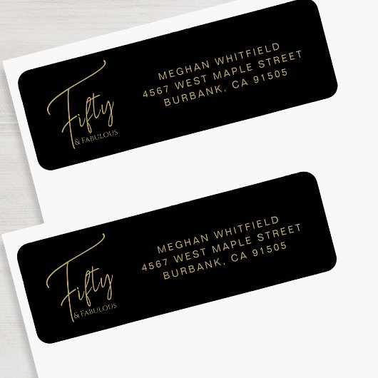 Moderne Vijftig en Fabulous Script 50ste verjaarda Etiket