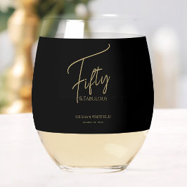 Moderne Vijftig en Fabulous Script 50ste verjaarda Wijnglas Zonder Voet