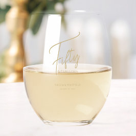 Moderne Vijftig en Fabulous Script 50ste verjaarda Wijnglas Zonder Voet