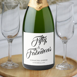 Moderne vijftig en fantastisch 50ste verjaardagsfe sparkling wijnetiket