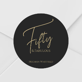 Moderne Vijftig en Fantastisch Script 50ste Verjaa Ronde Sticker