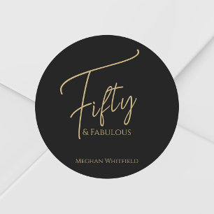 Moderne Vijftig en Fantastisch Script 50ste Verjaa Ronde Sticker
