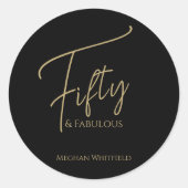 Moderne Vijftig en Fantastisch Script 50ste Verjaa Ronde Sticker (Voorkant)