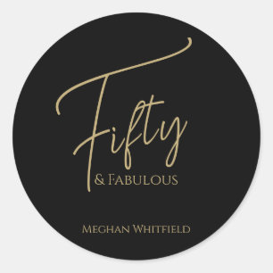 Moderne Vijftig en Fantastisch Script 50ste Verjaa Ronde Sticker