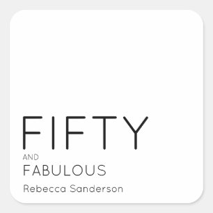 Moderne vijftig en fantastisch vetgedrukte 50ste v vierkante sticker
